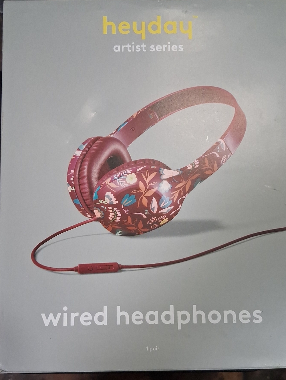 heyday Wired On-Ear Headphones in Floral Maroon